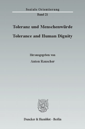 Cover: Toleranz und Menschenwürde / Tolerance and Human Dignity