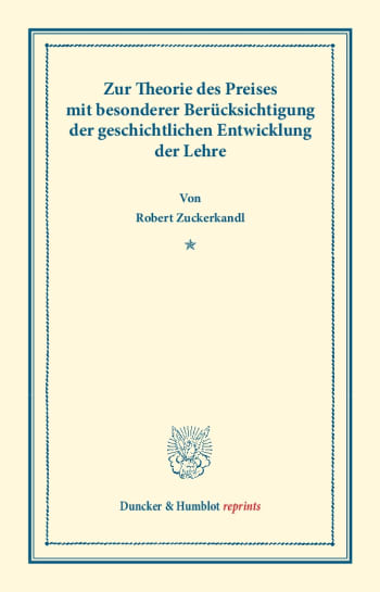 Cover: Zur Theorie des Preises