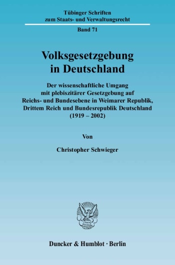 Cover: Volksgesetzgebung in Deutschland