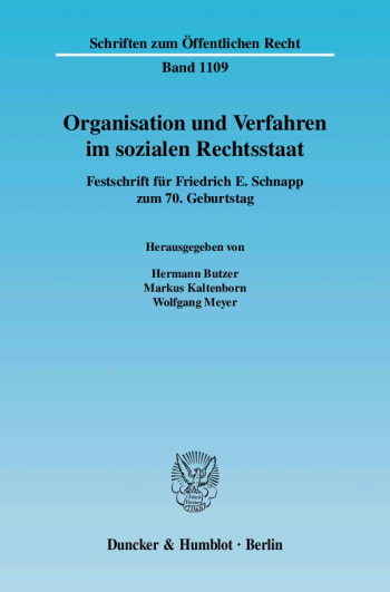 Cover: Organisation und Verfahren im sozialen Rechtsstaat