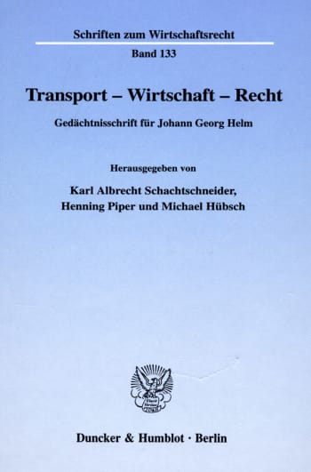 Cover: Transport - Wirtschaft - Recht