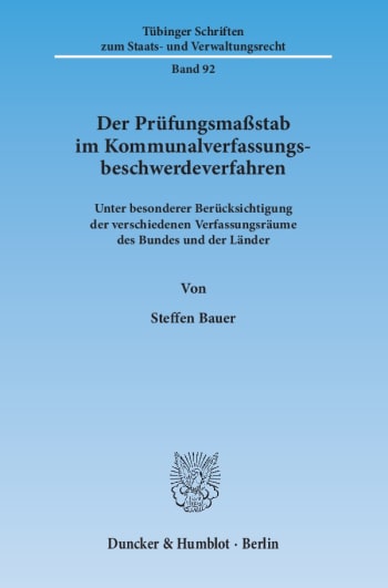 Cover: Der Prüfungsmaßstab im Kommunalverfassungsbeschwerdeverfahren