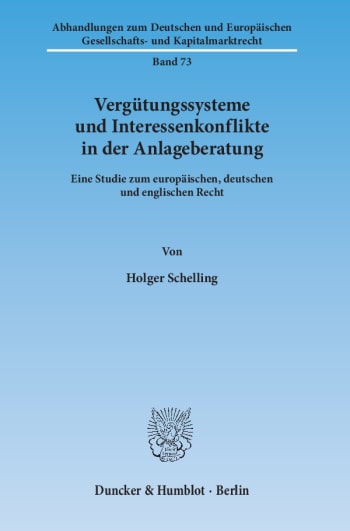 Cover: Vergütungssysteme und Interessenkonflikte in der Anlageberatung