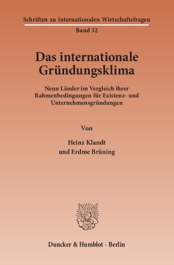 Cover: Das Internationale Gründungsklima