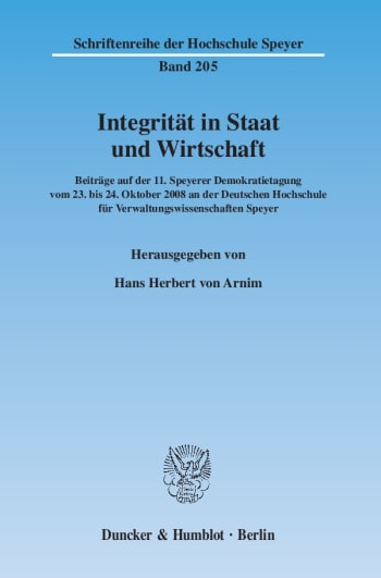 Cover: Integrität in Staat und Wirtschaft