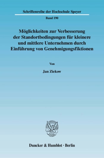 Cover: Möglichkeiten zur Verbesserung der Standortbedingungen für kleinere und mittlere Unternehmen durch Einführung von Genehmigungsfiktionen