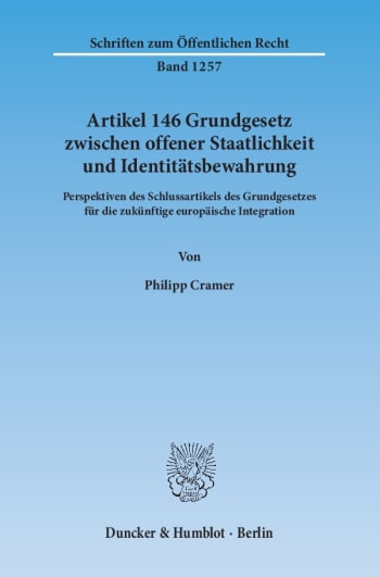 Cover: Artikel 146 Grundgesetz zwischen offener Staatlichkeit und Identitätsbewahrung