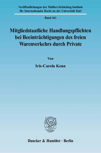 Cover: Mitgliedstaatliche Handlungspflichten bei Beeinträchtigungen des freien Warenverkehrs durch Private