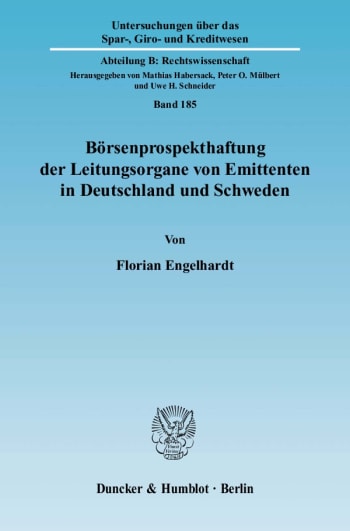 Cover: Börsenprospekthaftung der Leitungsorgane von Emittenten in Deutschland und Schweden