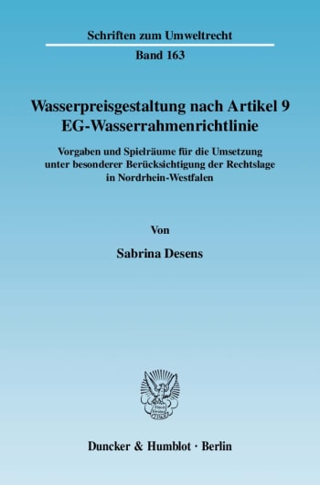 Cover: Wasserpreisgestaltung nach Artikel 9 EG-Wasserrahmenrichtlinie