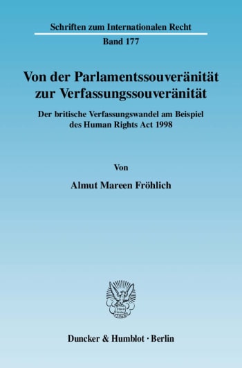 Cover: Von der Parlamentssouveränität zur Verfassungssouveränität