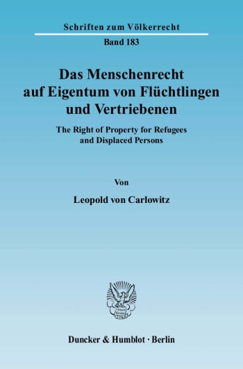 Cover: Das Menschenrecht auf Eigentum von Flüchtlingen und Vertriebenen