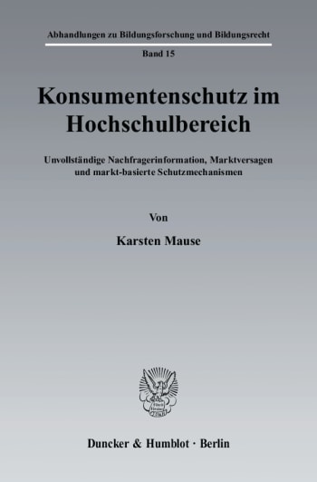 Cover: Konsumentenschutz im Hochschulbereich