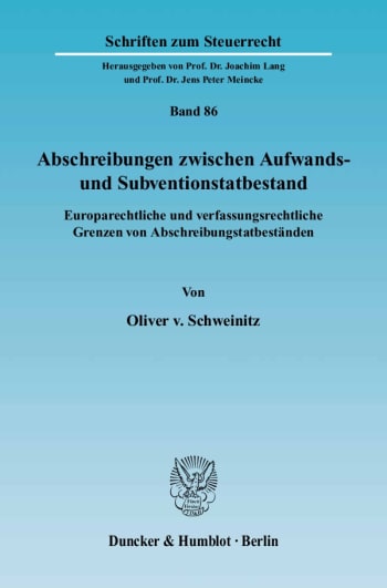 Cover: Abschreibungen zwischen Aufwands- und Subventionstatbestand