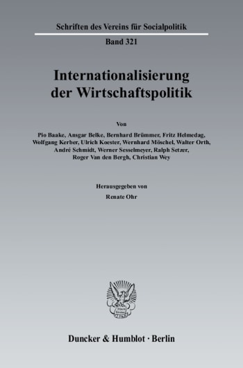 Cover: Internationalisierung der Wirtschaftspolitik