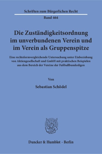 Cover: Die Zuständigkeitsordnung im unverbundenen Verein und im Verein als Gruppenspitze