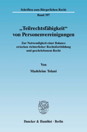 Cover: »Teilrechtsfähigkeit« von Personenvereinigungen