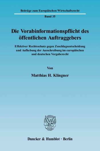 Cover: Die Vorabinformationspflicht des öffentlichen Auftraggebers