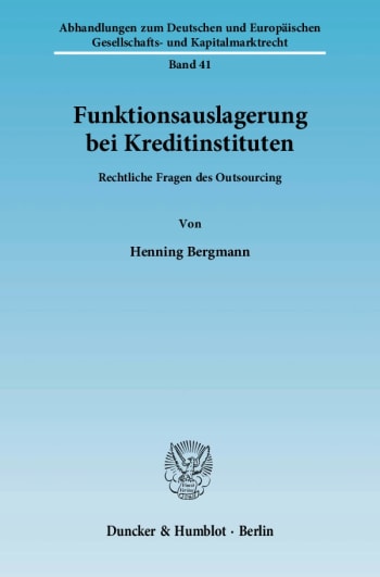 Cover: Funktionsauslagerung bei Kreditinstituten