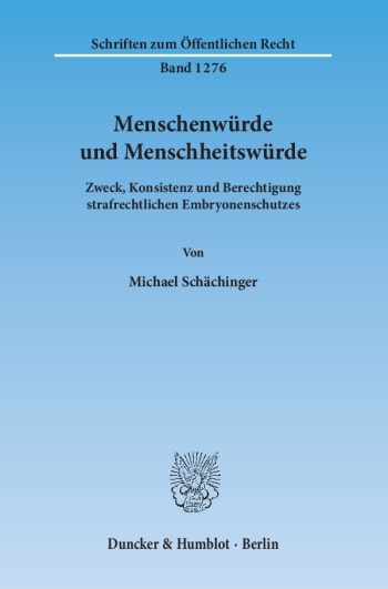 Cover: Menschenwürde und Menschheitswürde