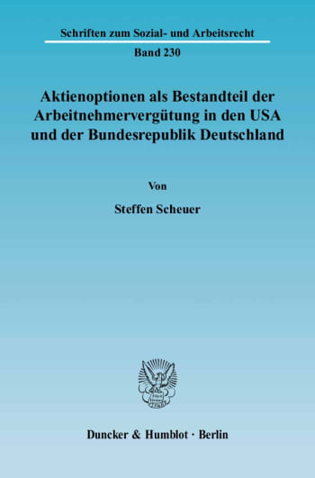 Cover: Aktienoptionen als Bestandteil der Arbeitnehmervergütung in den USA und der Bundesrepublik Deutschland