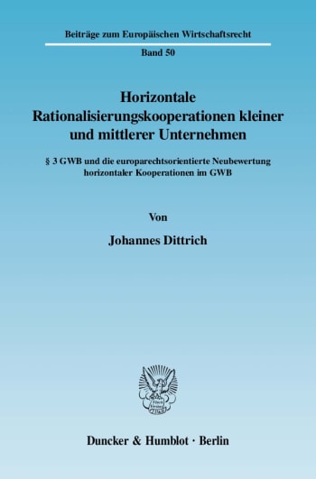 Cover: Horizontale Rationalisierungskooperationen kleiner und mittlerer Unternehmen