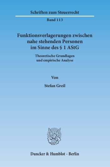 Cover: Funktionsverlagerungen zwischen nahe stehenden Personen im Sinne des § 1 AStG