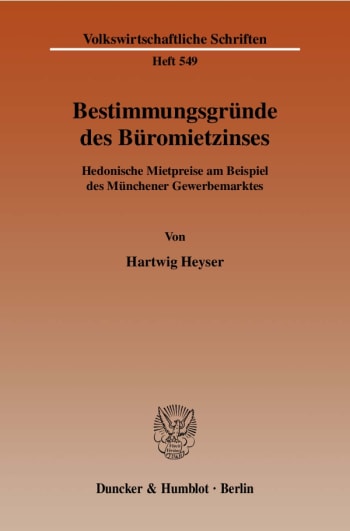 Cover: Bestimmungsgründe des Büromietzinses