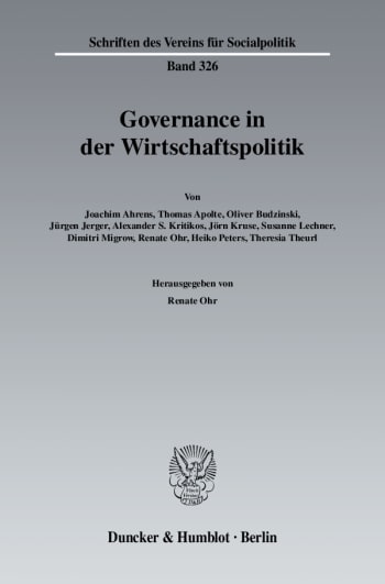 Cover: Governance in der Wirtschaftspolitik