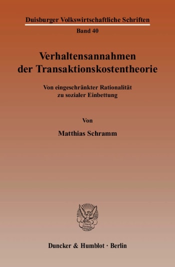 Cover: Verhaltensannahmen der Transaktionskostentheorie