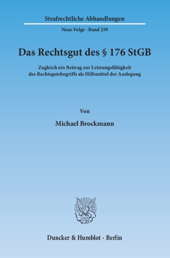 Cover: Das Rechtsgut des § 176 StGB