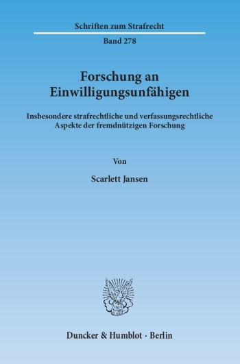 Cover: Forschung an Einwilligungsunfähigen