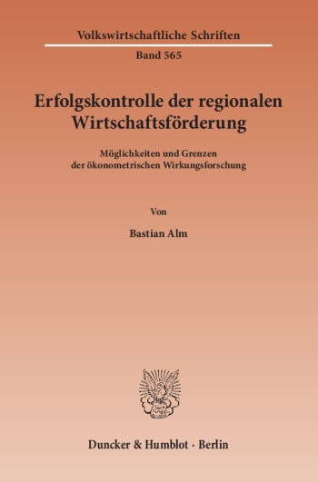 Cover: Erfolgskontrolle der regionalen Wirtschaftsförderung