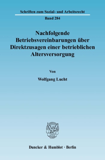 Cover: Nachfolgende Betriebsvereinbarungen über Direktzusagen einer betrieblichen Altersversorgung