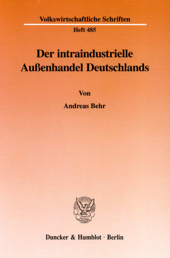 Cover: Der intraindustrielle Außenhandel Deutschlands