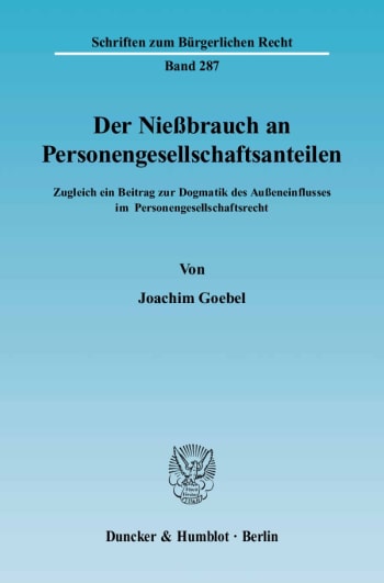 Cover: Der Nießbrauch an Personengesellschaftsanteilen