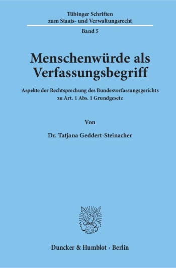 Cover: Menschenwürde als Verfassungsbegriff