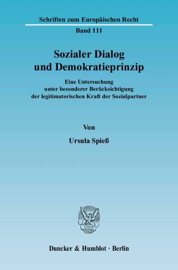 Cover: Sozialer Dialog und Demokratieprinzip