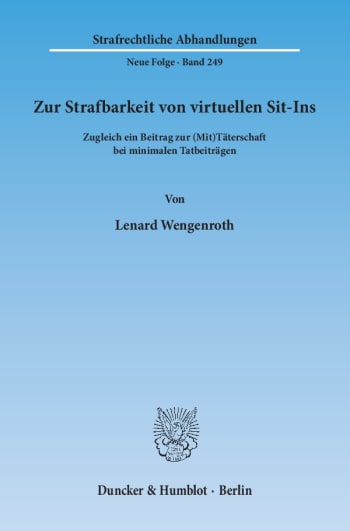 Cover: Zur Strafbarkeit von virtuellen Sit-Ins