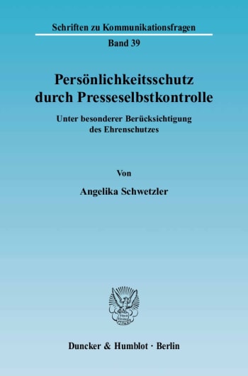 Cover: Persönlichkeitsschutz durch Presseselbstkontrolle