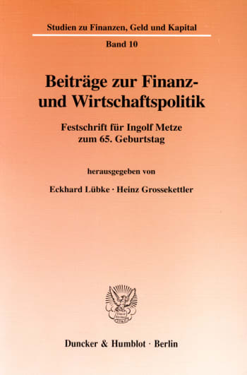 Cover: Beiträge zur Finanz- und Wirtschaftspolitik