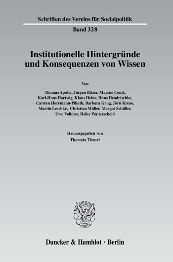 Cover: Institutionelle Hintergründe und Konsequenzen von Wissen