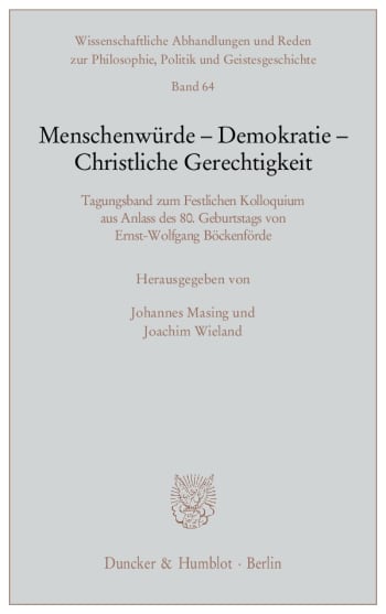 Cover: Menschenwürde - Demokratie - Christliche Gerechtigkeit