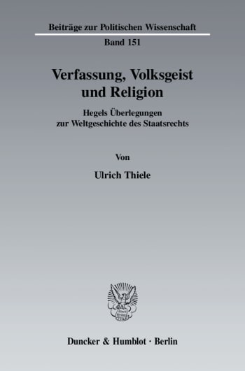 Cover: Verfassung, Volksgeist und Religion