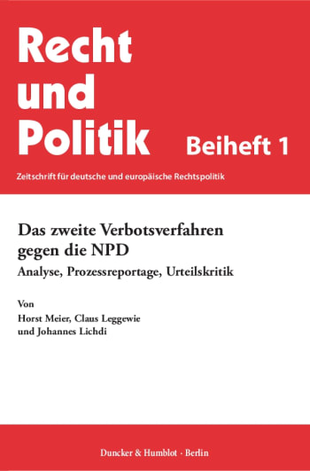 Cover: Das zweite Verbotsverfahren gegen die NPD