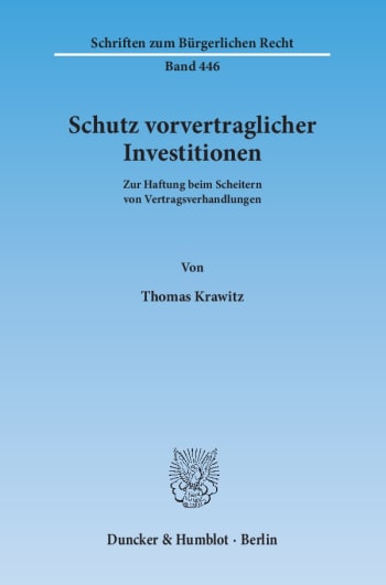 Cover: Schutz vorvertraglicher Investitionen