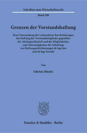 Cover: Grenzen der Vorstandshaftung