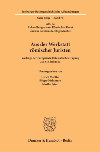 Cover: Aus der Werkstatt römischer Juristen