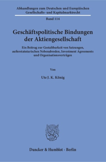 Cover: Geschäftspolitische Bindungen der Aktiengesellschaft