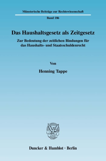 Cover: Das Haushaltsgesetz als Zeitgesetz